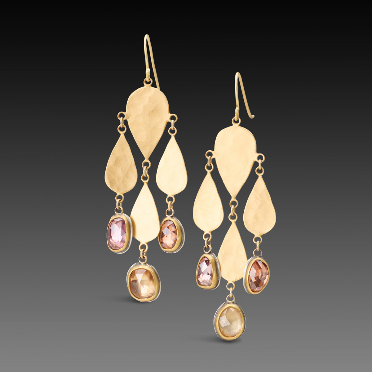 Warm Zircon Chandelier Earrings