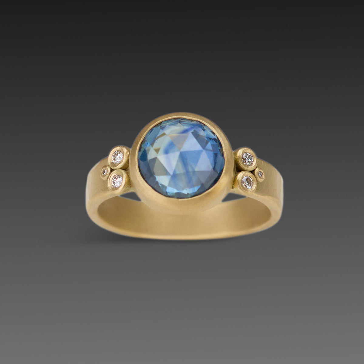 Glowing Blue Sapphire Ring with Diamonds