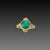 Round Emerald Ring With Diamond Trios