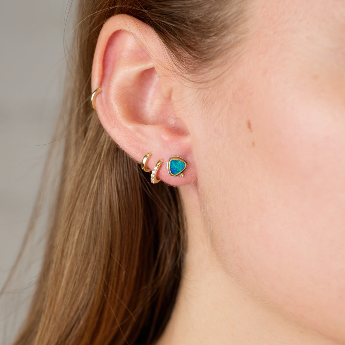 Organic Australian Opal Stud Earrings