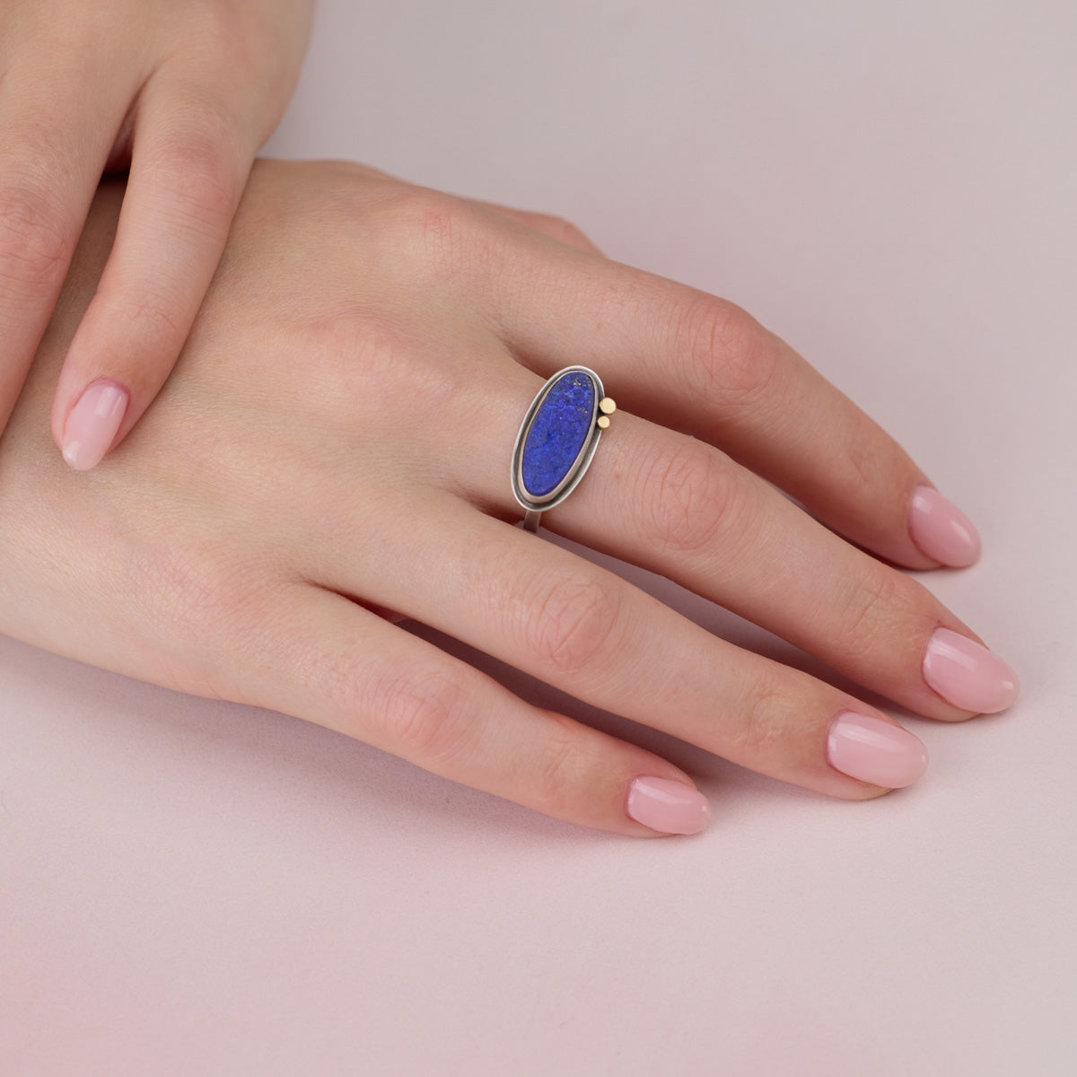 Elliptical Lapis Surface Ring