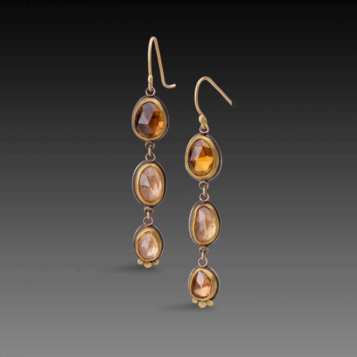 Triple Zircon Drop Earrings