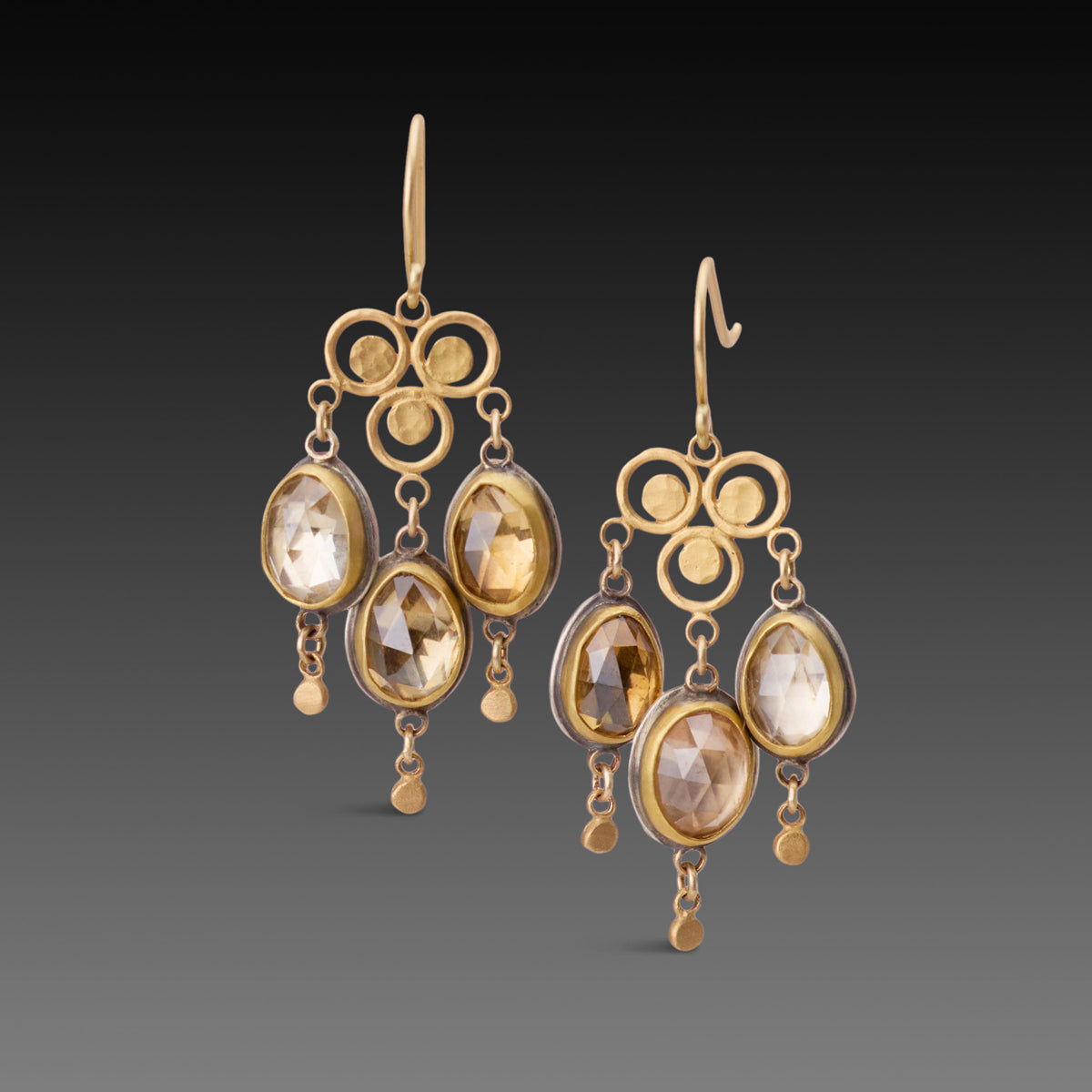 Filigree Zircon Chandelier Earrings