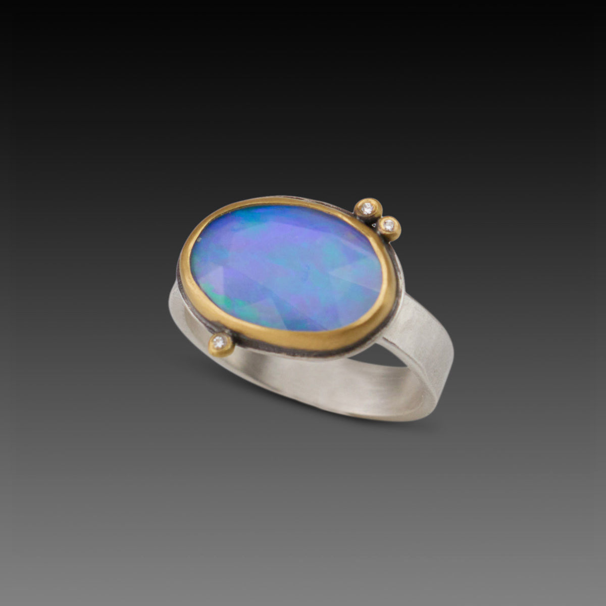 Oval Ethiopian Opal Ring With Diamonds