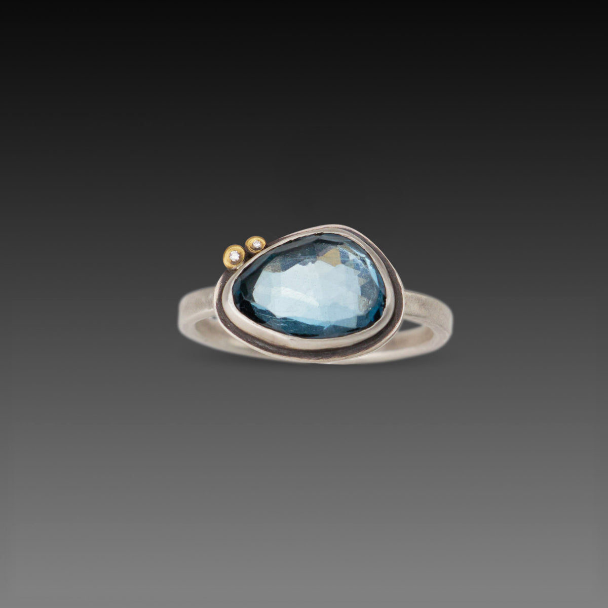 Blue Topaz Ring with Diamonds