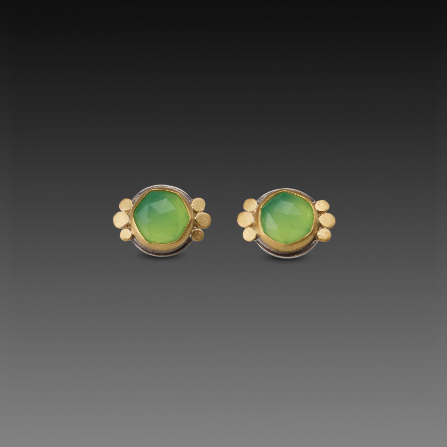 Chrysoprase Stud Earrings with Trios