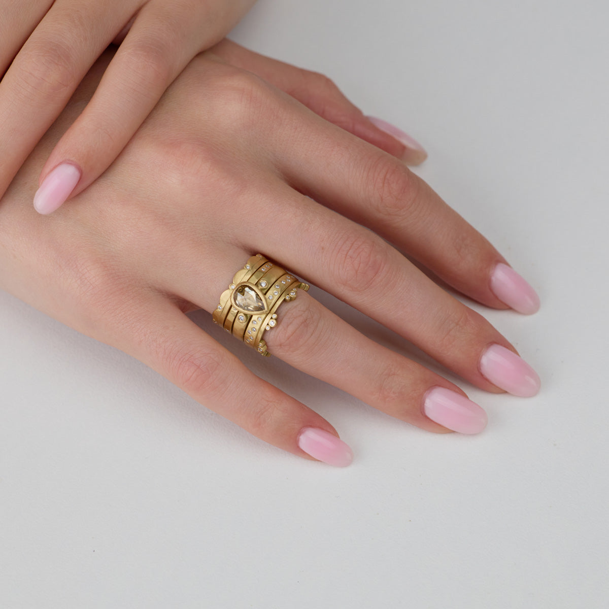 Champagne Diamond Teardrop Ring