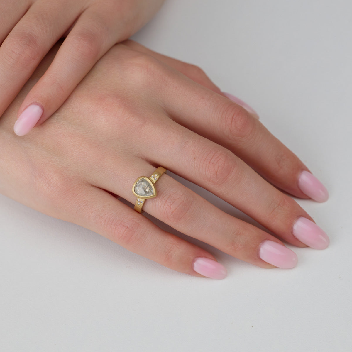 Gray Diamond Teardrop Ring