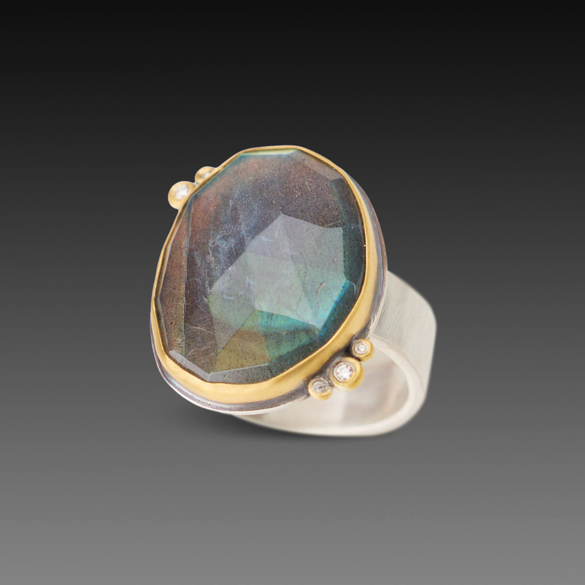 Labradorite Ring with Diamonds
