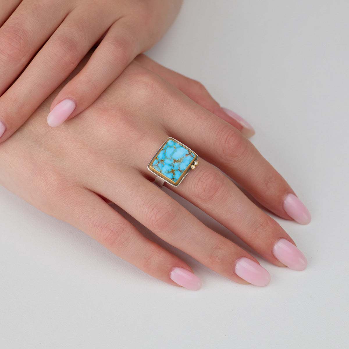 Turquoise Ring with Diamonds
