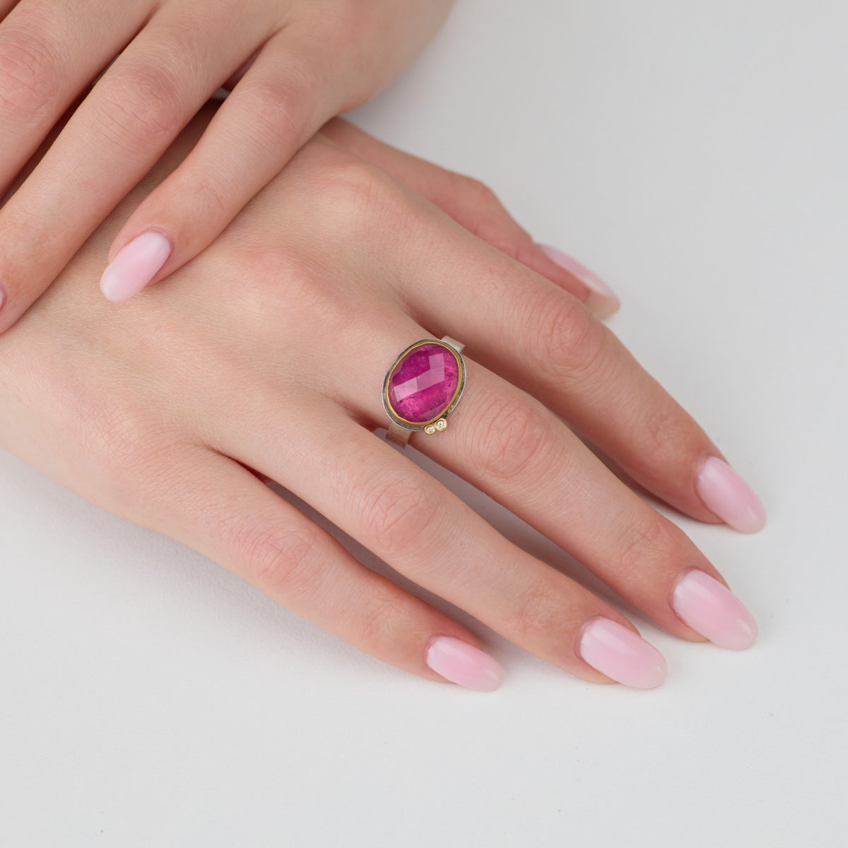 Pink Tourmaline Ring with Diamonds