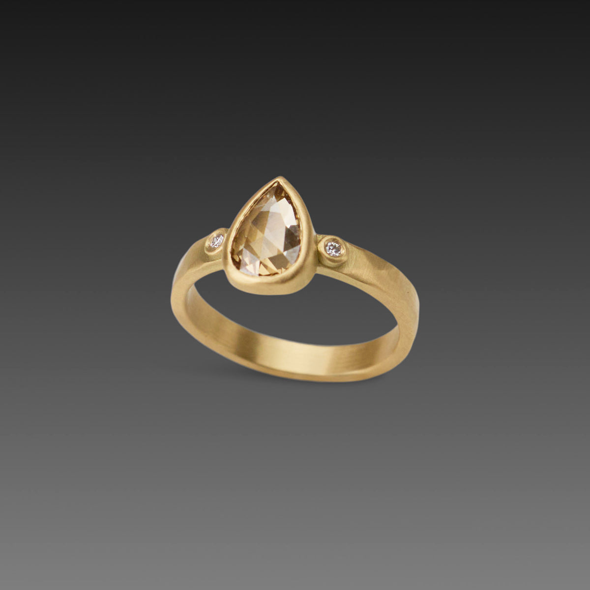 Champagne Diamond Teardrop Ring