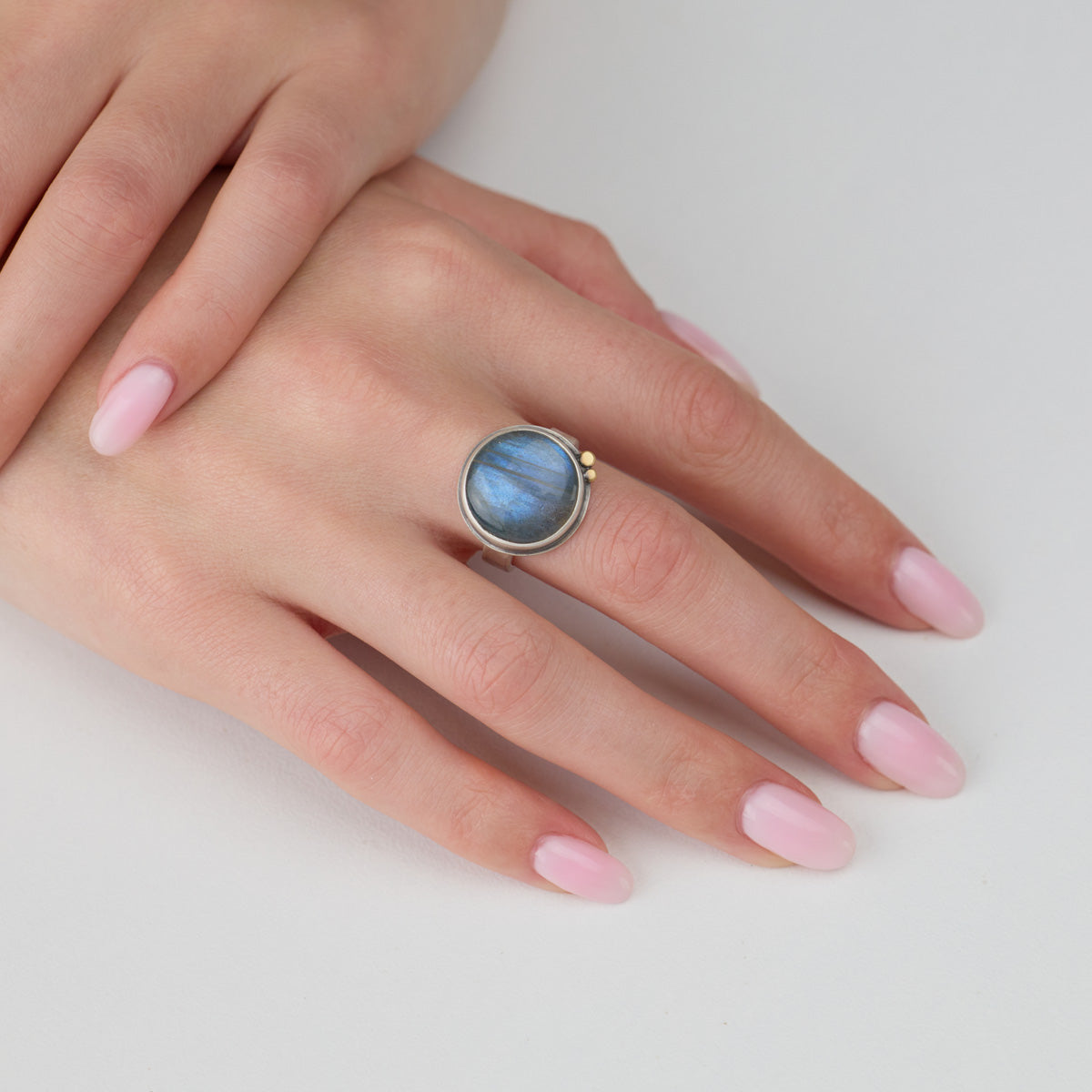 Smooth Round Labradorite Ring