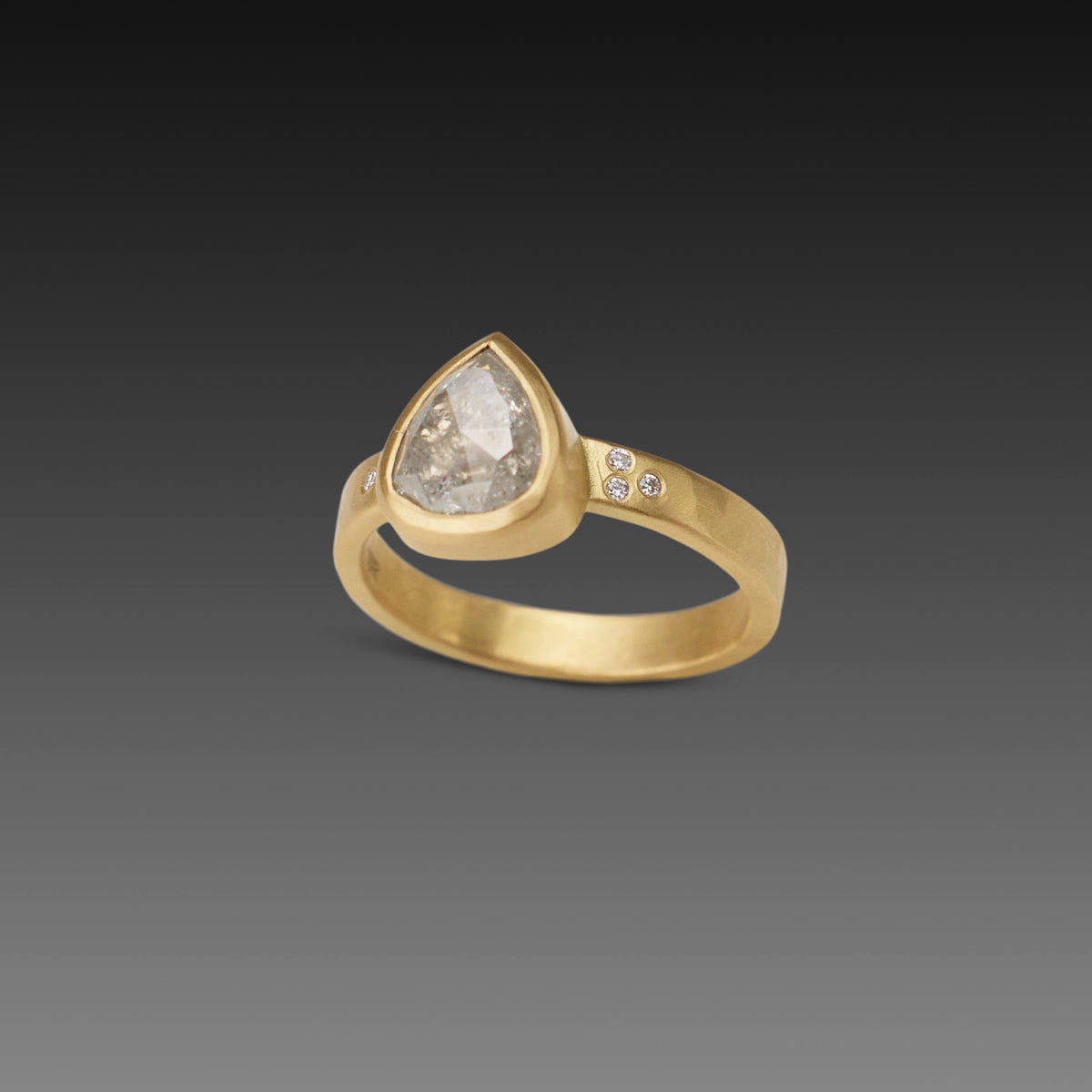 Gray Diamond Teardrop Ring
