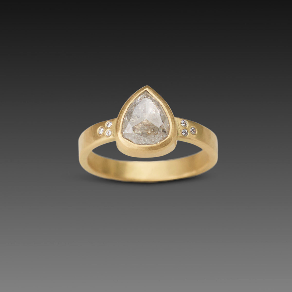 Gray Diamond Teardrop Ring