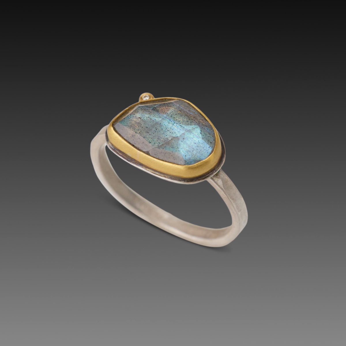 Labradorite Ring with Diamond