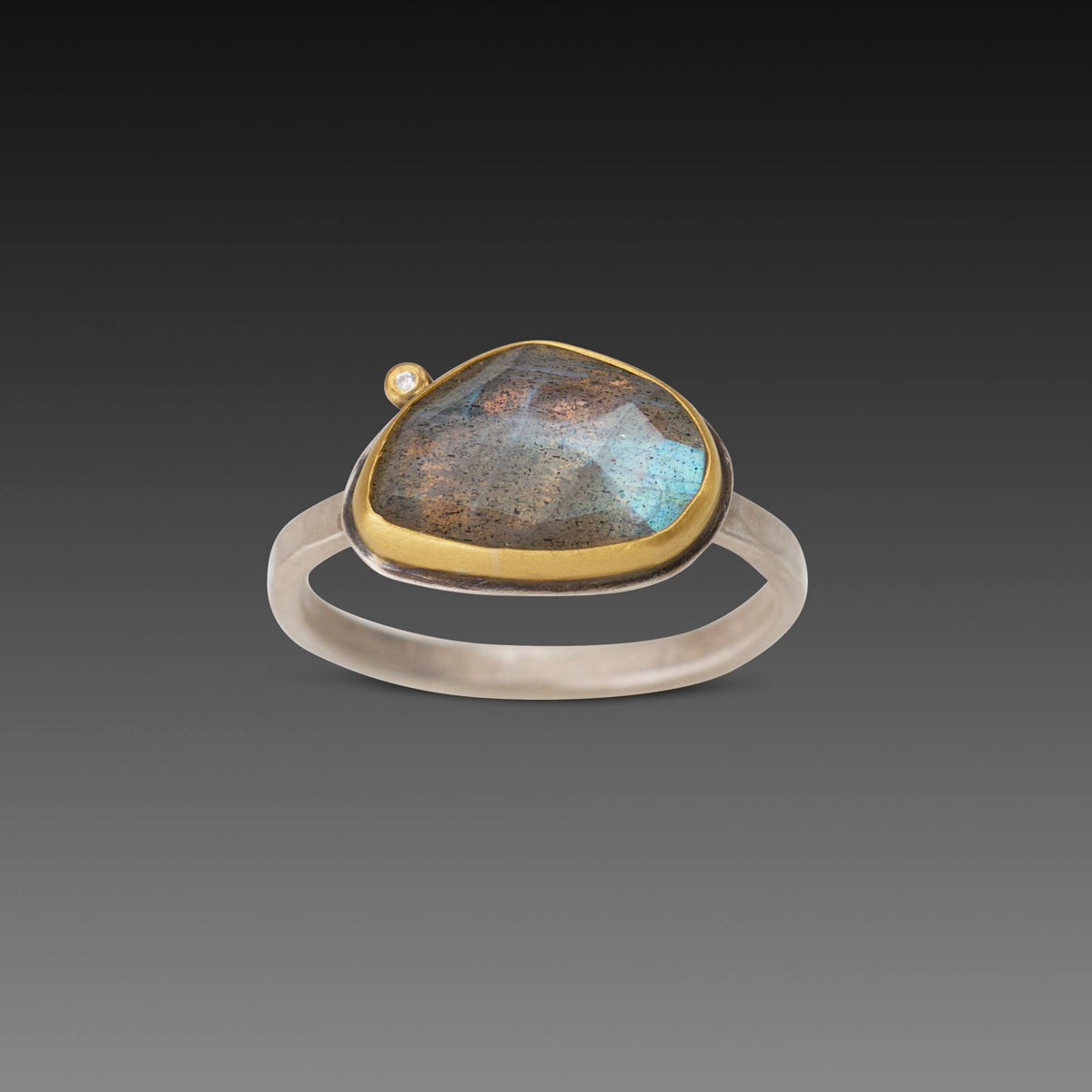 Labradorite Ring with Diamond