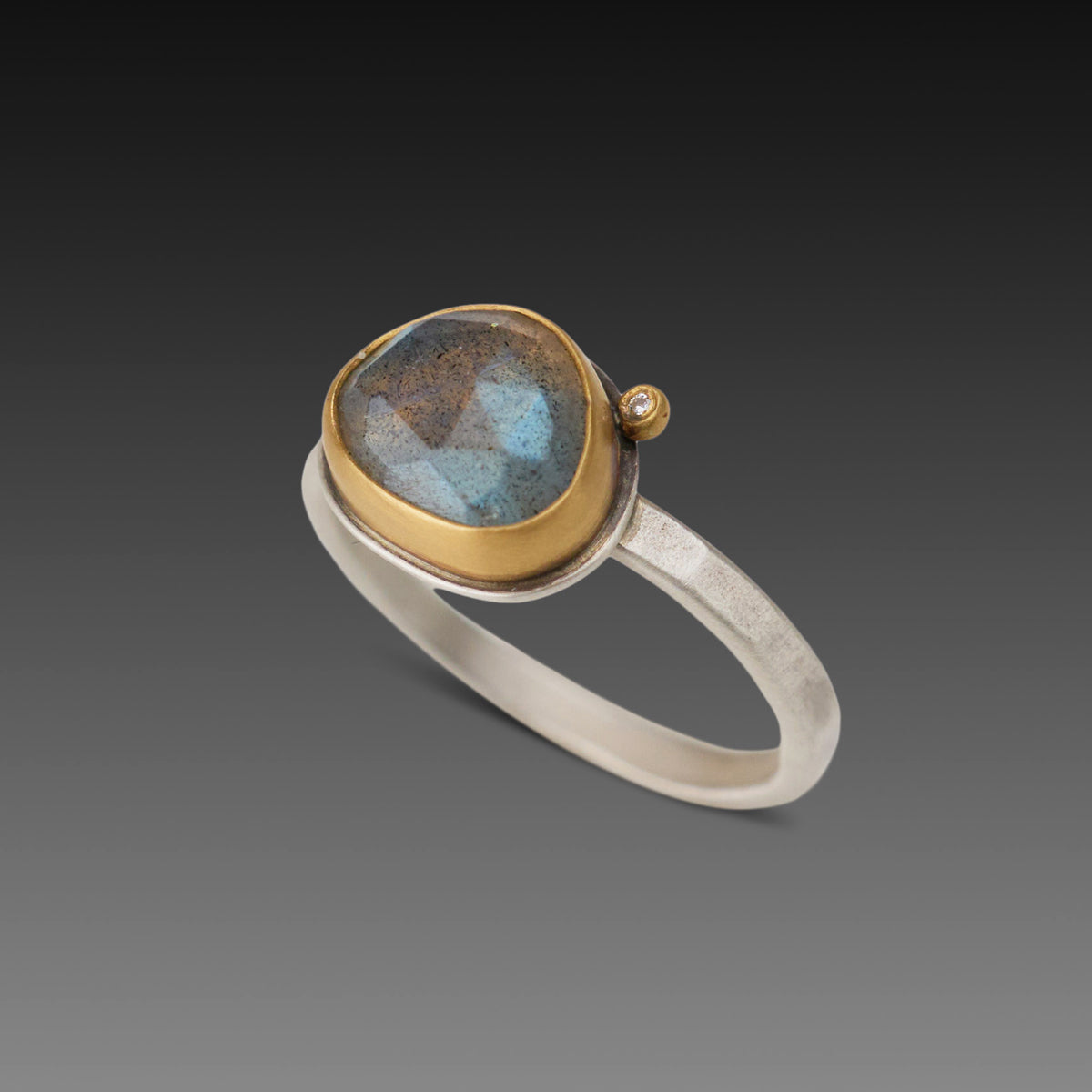 Petite Labradorite Ring with Diamond
