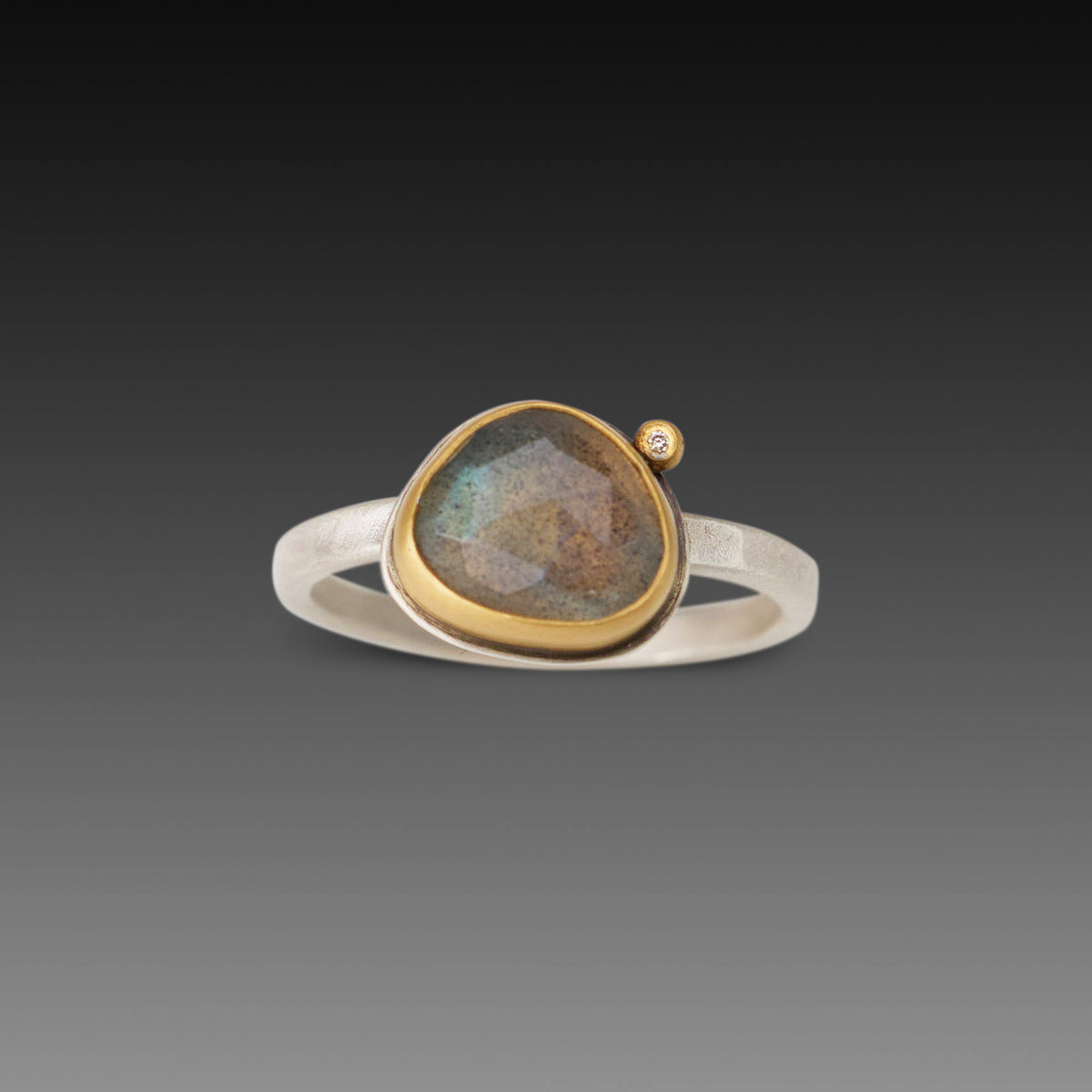 Petite Labradorite Ring with Diamond