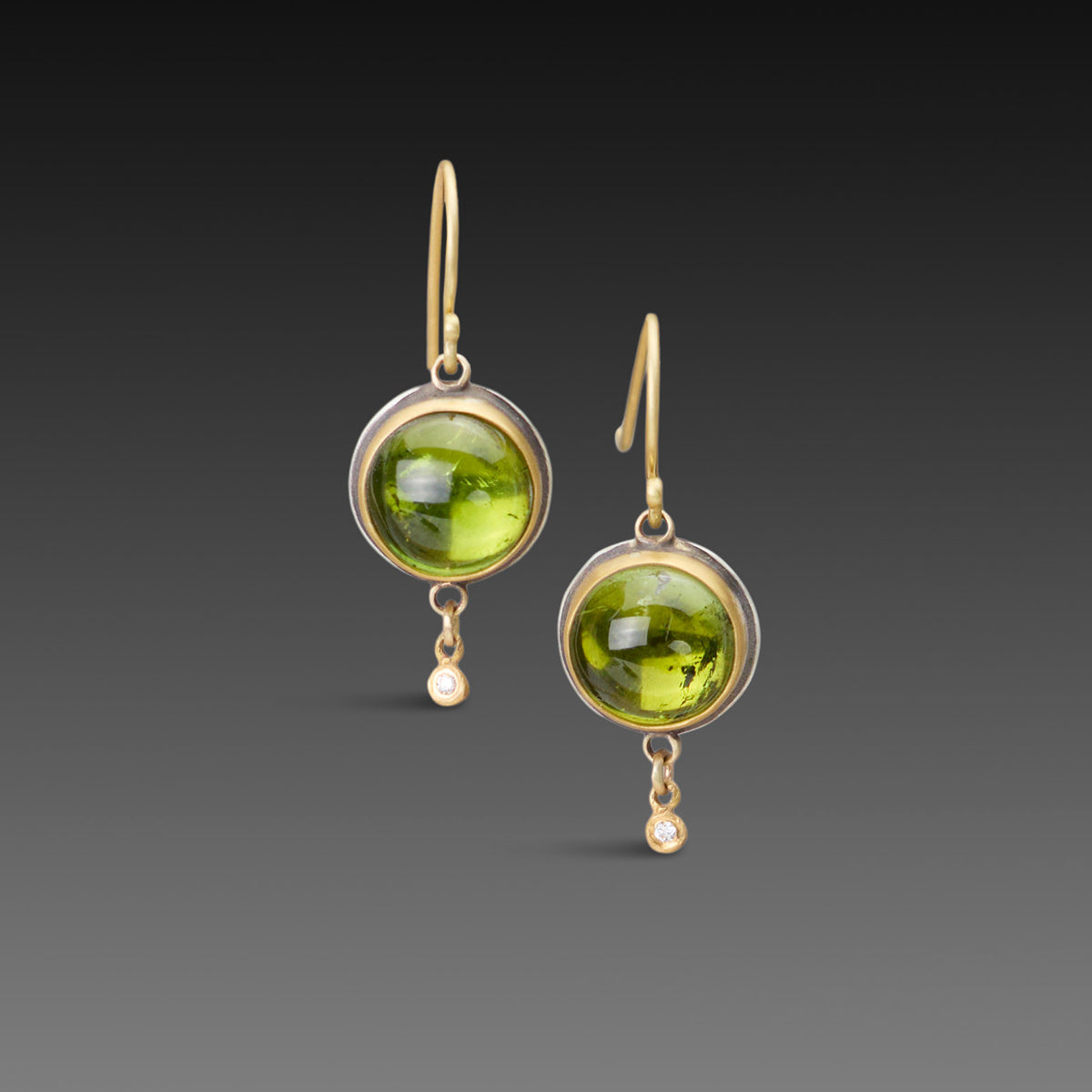 Round Green Tourmaline Earrings
