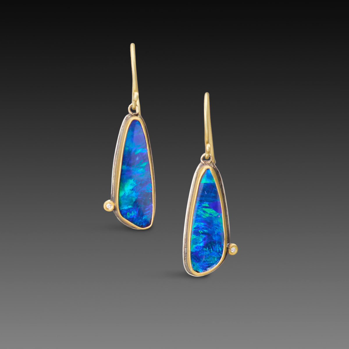 Australian Opal Earrings with Diamonds