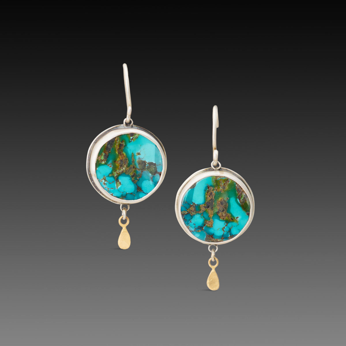 Turquoise Earrings with 22k Drops