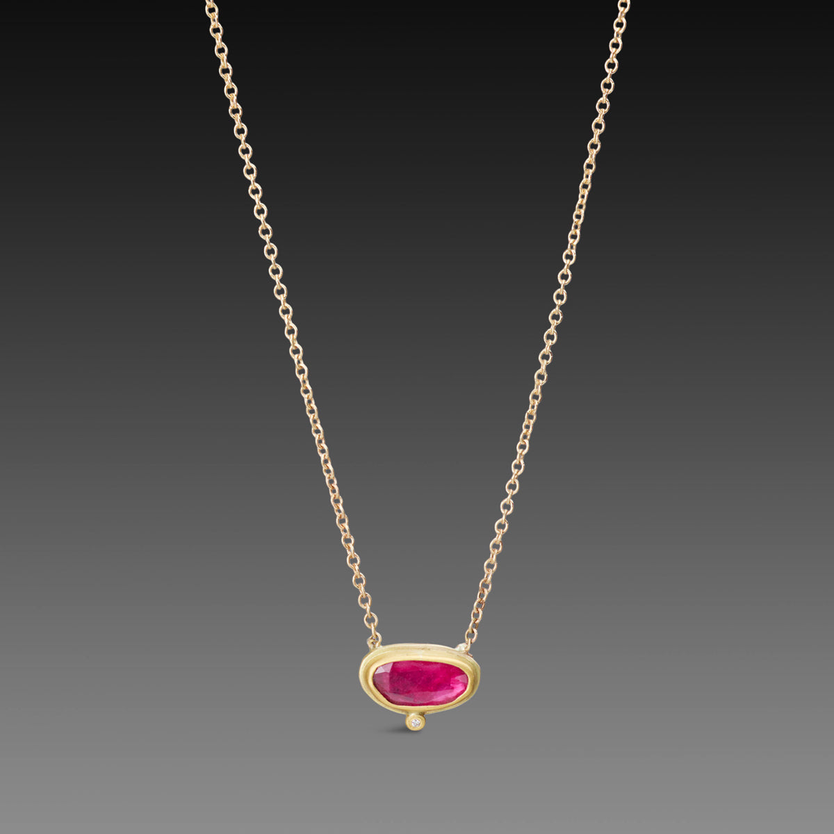 Floating Ruby Necklace with Diamond Dot