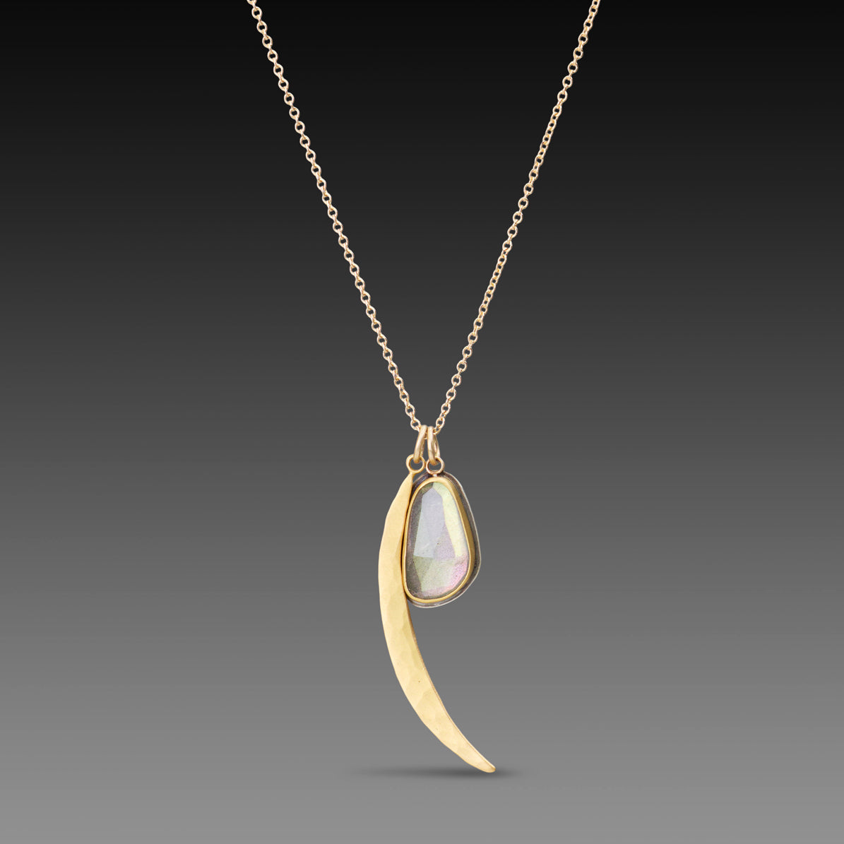 Labradorite and Crescent Moon Necklace