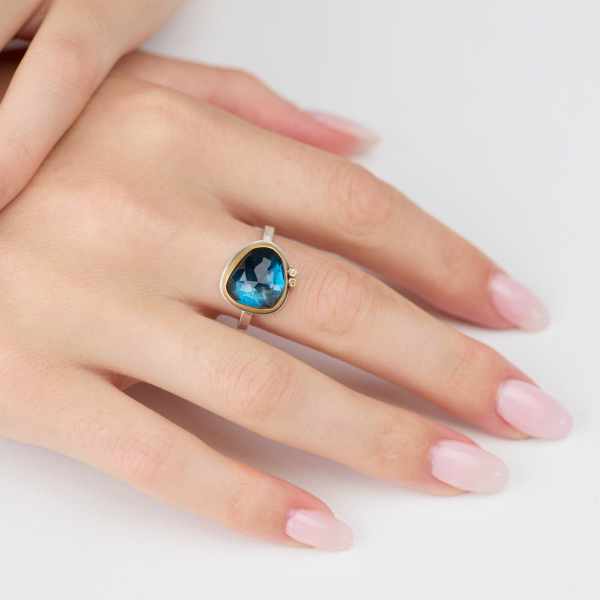 London Blue Topaz Ring with Diamonds