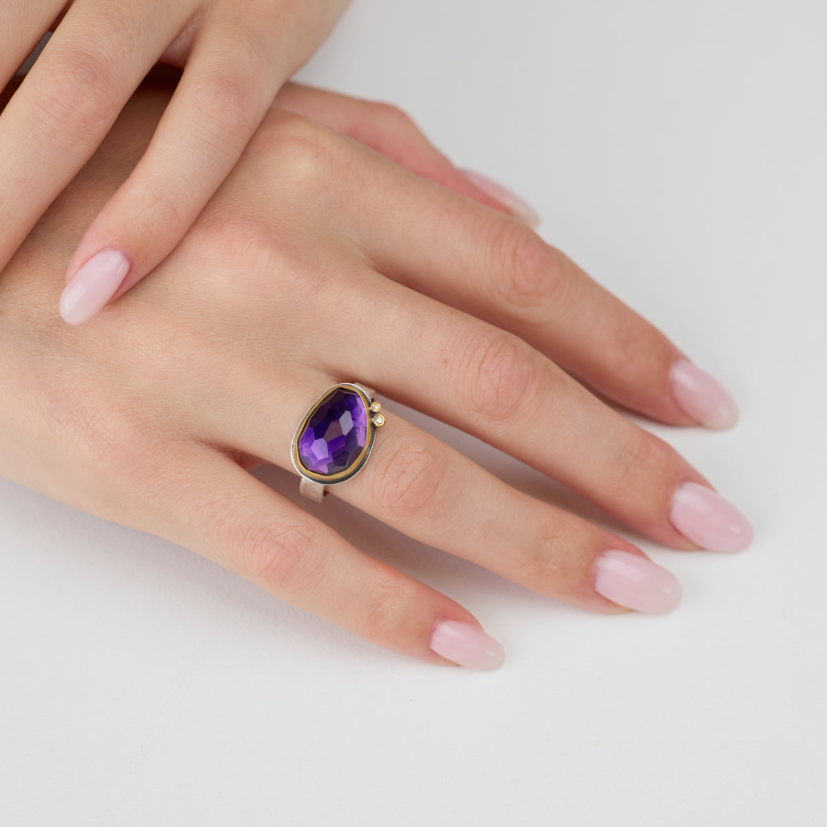 Amethyst Ring with Diamonds