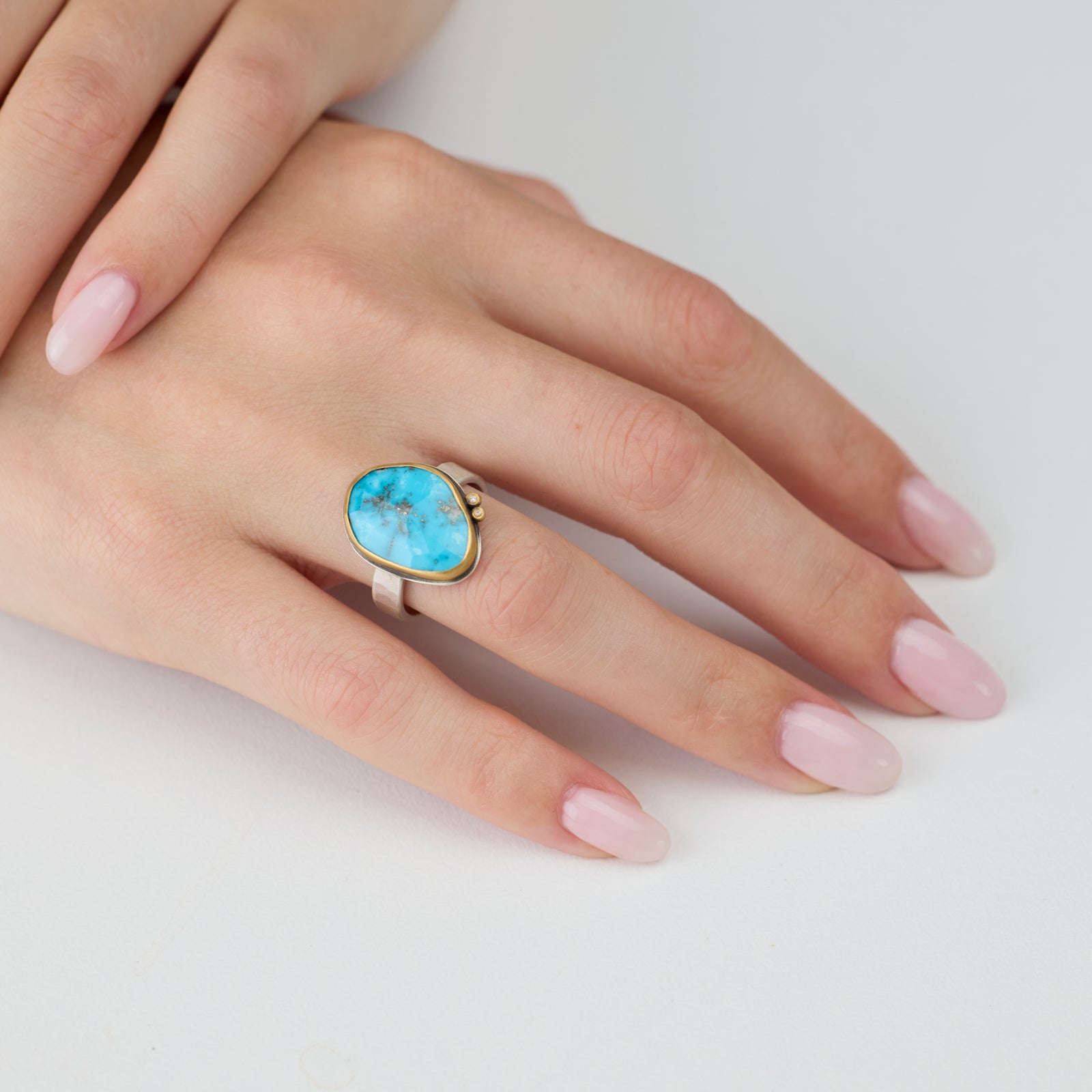 Turquoise Ring with Pyrite Flecks