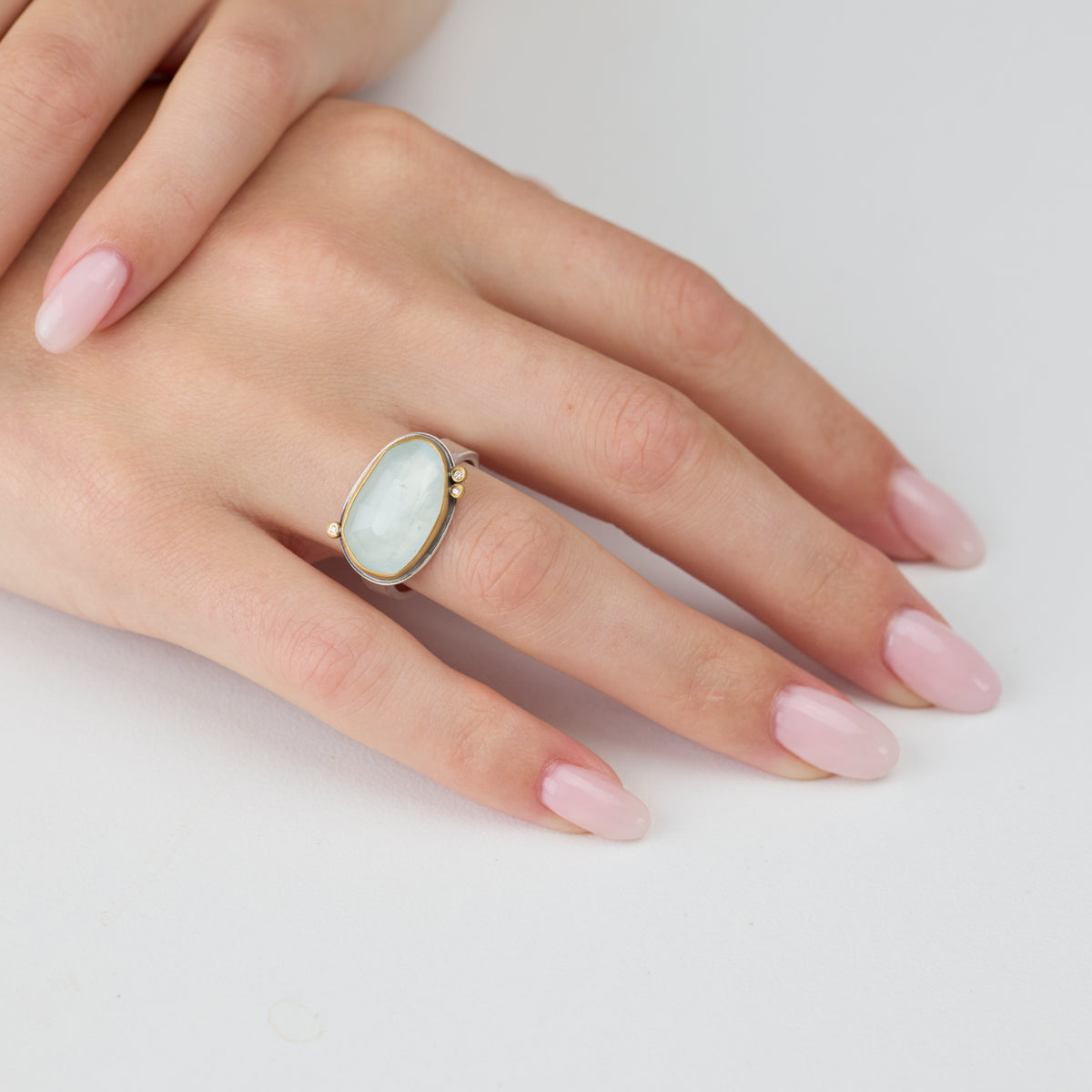 Rose Cut Aquamarine Ring