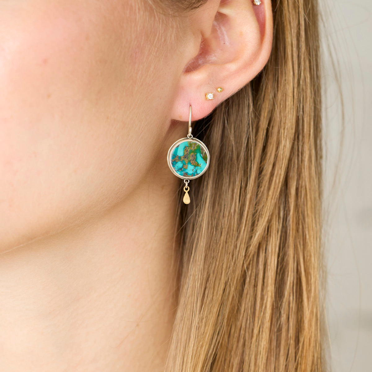 Turquoise Earrings with 22k Drops
