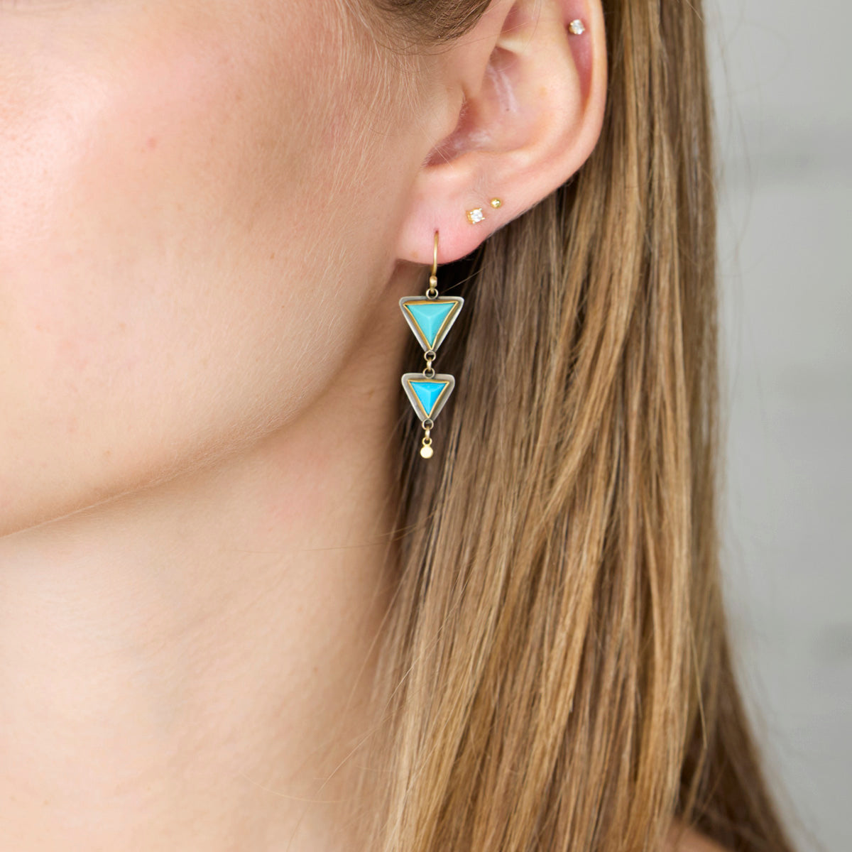 Turquoise Pyramid Earrings