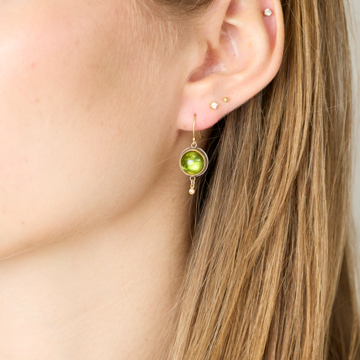 Round Green Tourmaline Earrings