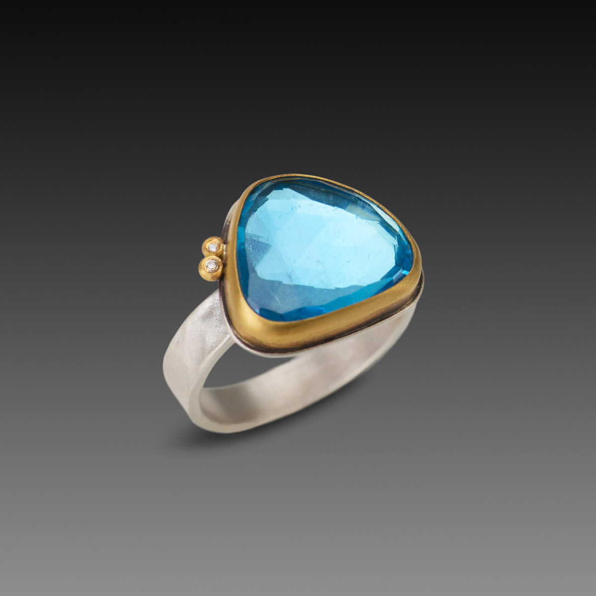 Organic Blue Topaz Ring with Diamonds