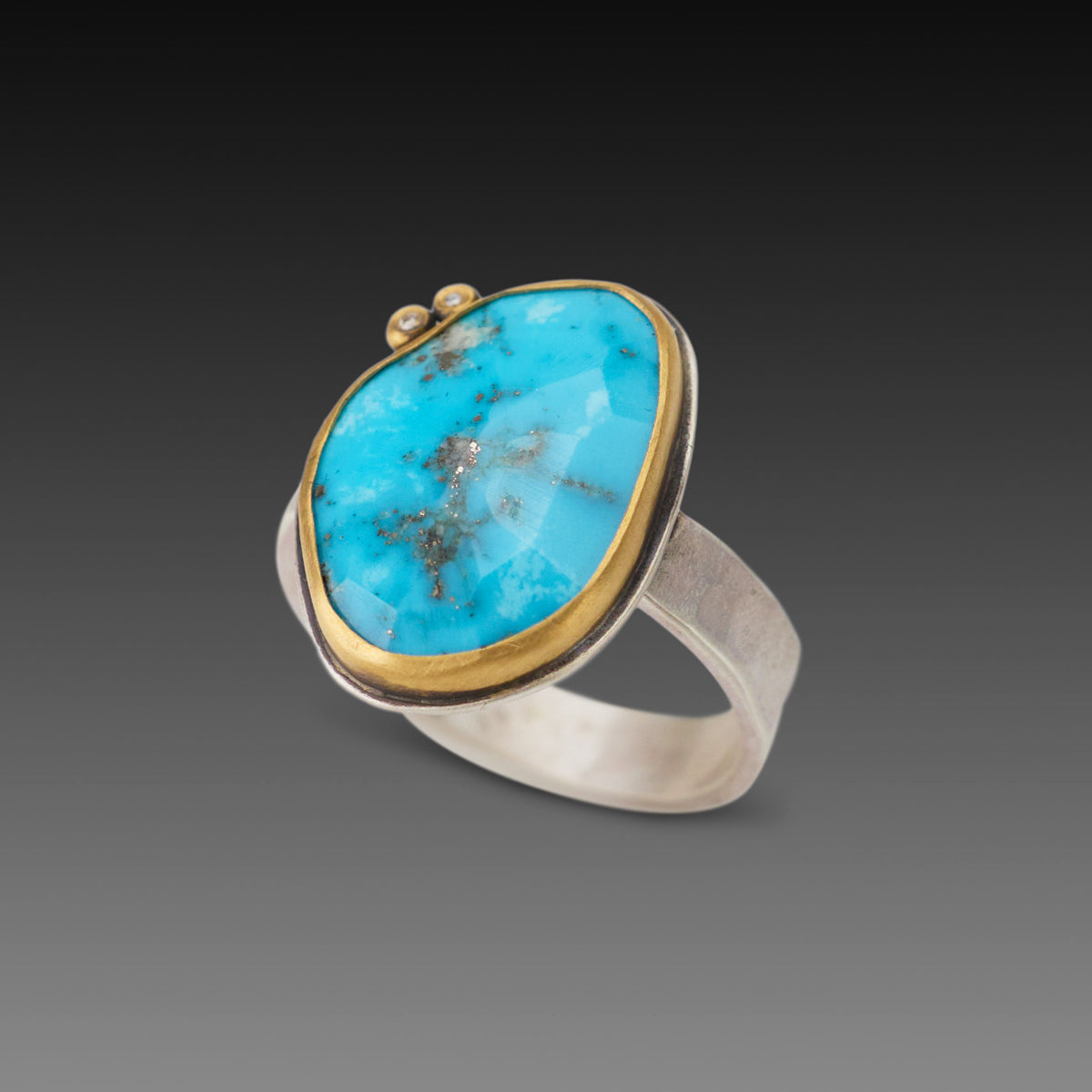 Turquoise Ring with Pyrite Flecks