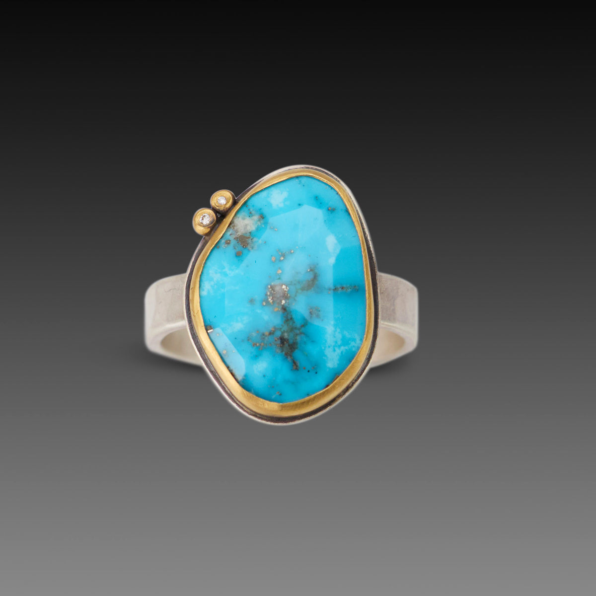 Turquoise Ring with Pyrite Flecks