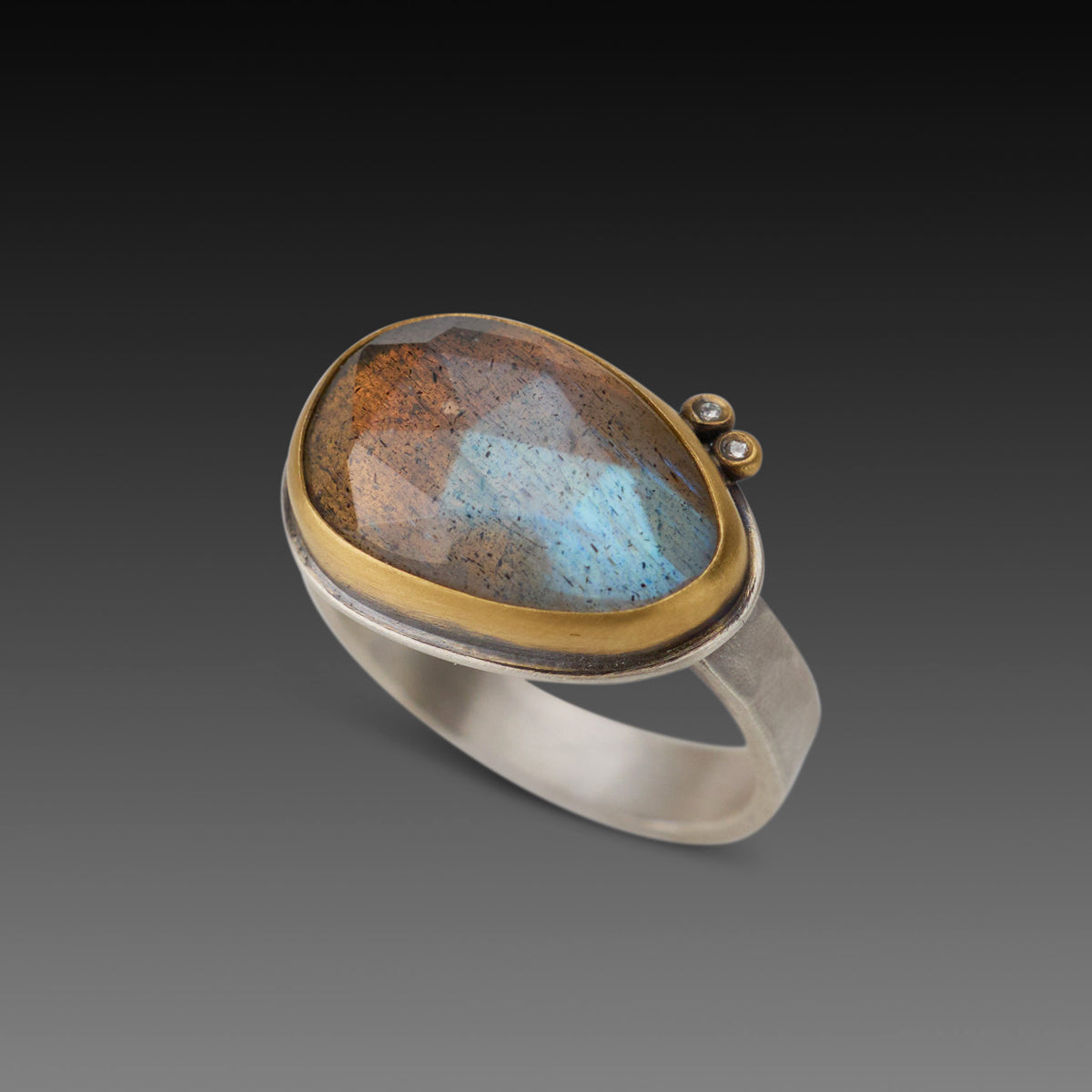Labradorite Ring with Diamonds