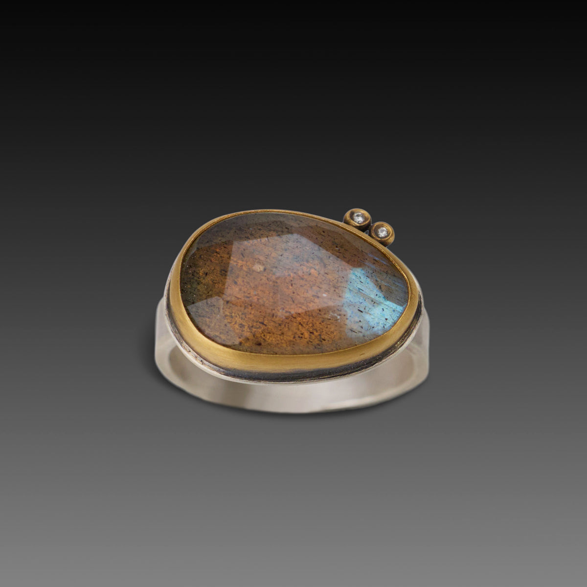 Labradorite Ring with Diamonds