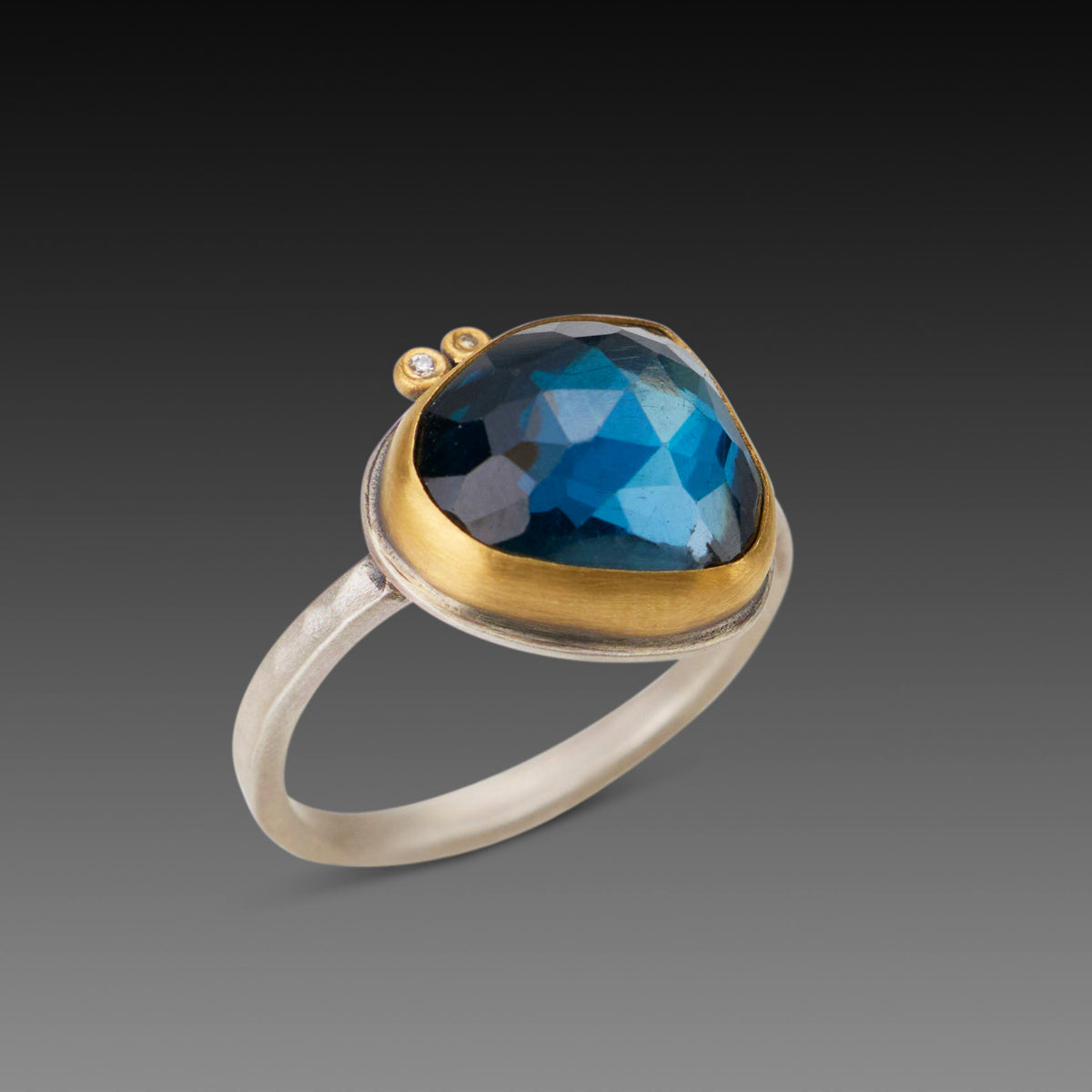 London Blue Topaz Ring with Diamonds