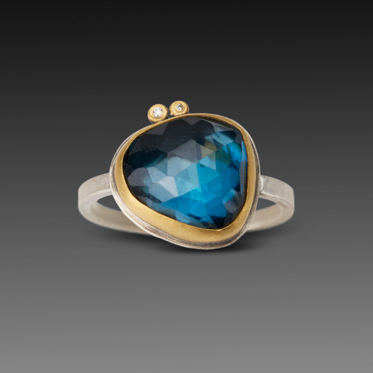 London Blue Topaz Ring with Diamonds