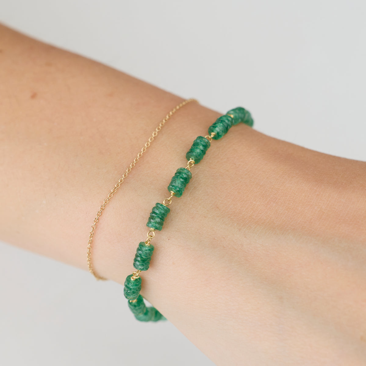 Amazonite and Gold Linked Bracelet