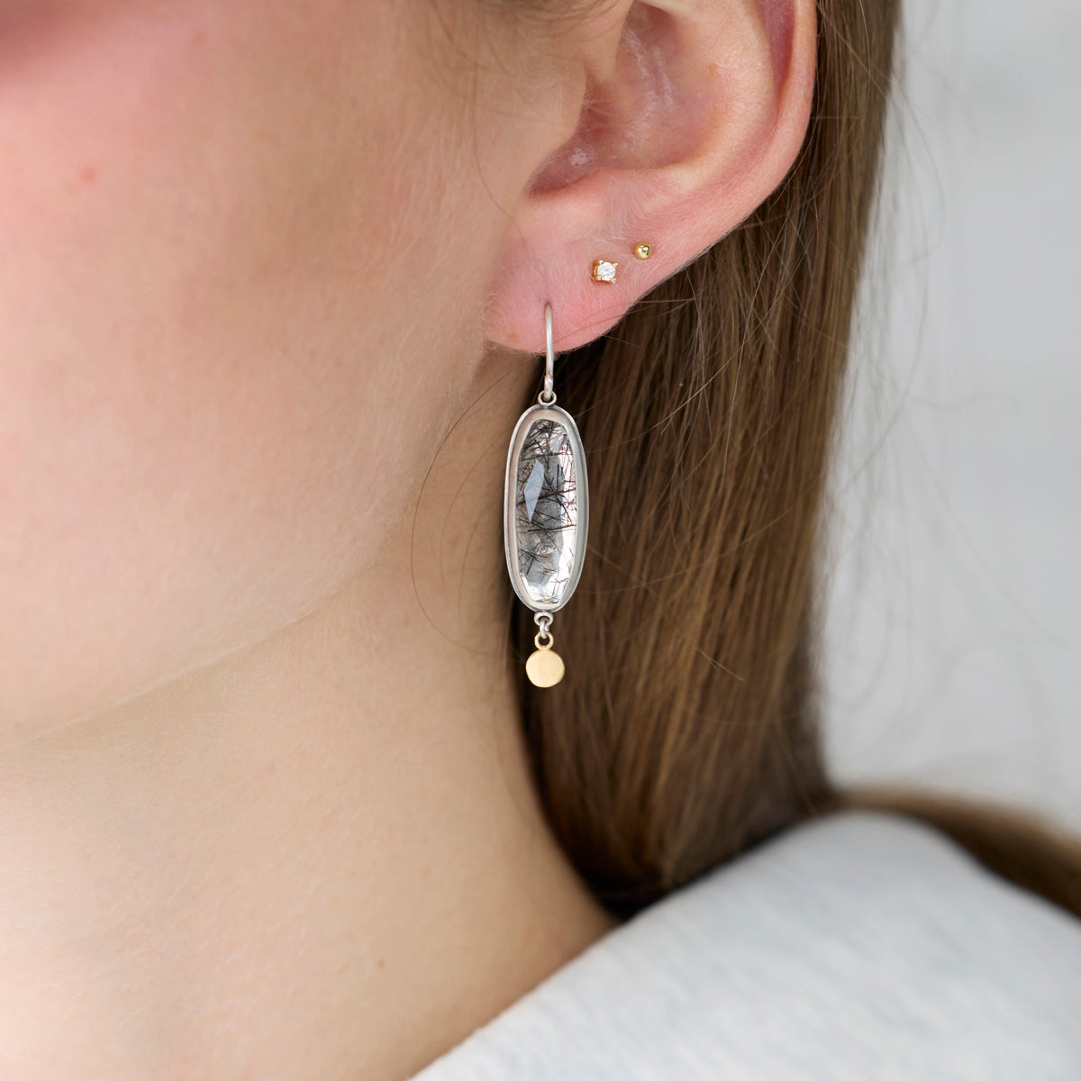 Tourmalinated Quartz Earrings