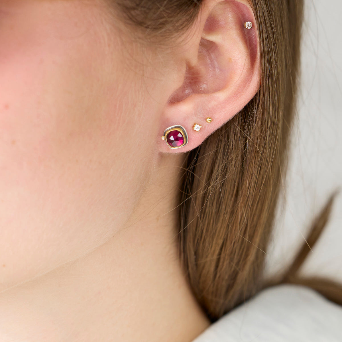 Rhodolite Garnet Stud Earrings