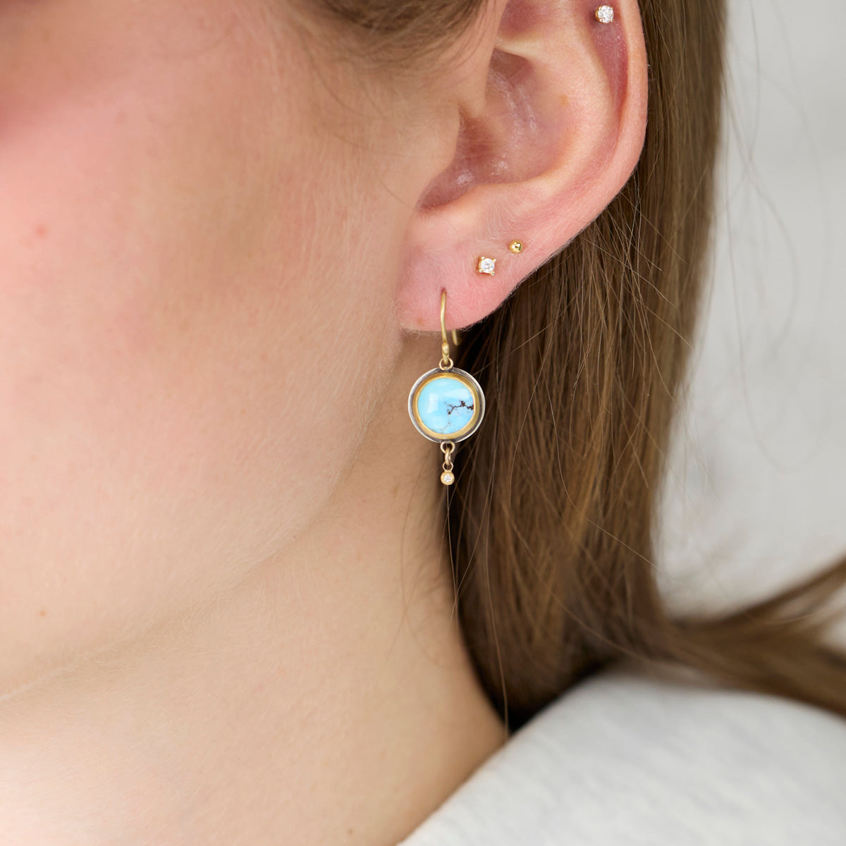 Turquoise Earrings with Gold Drops
