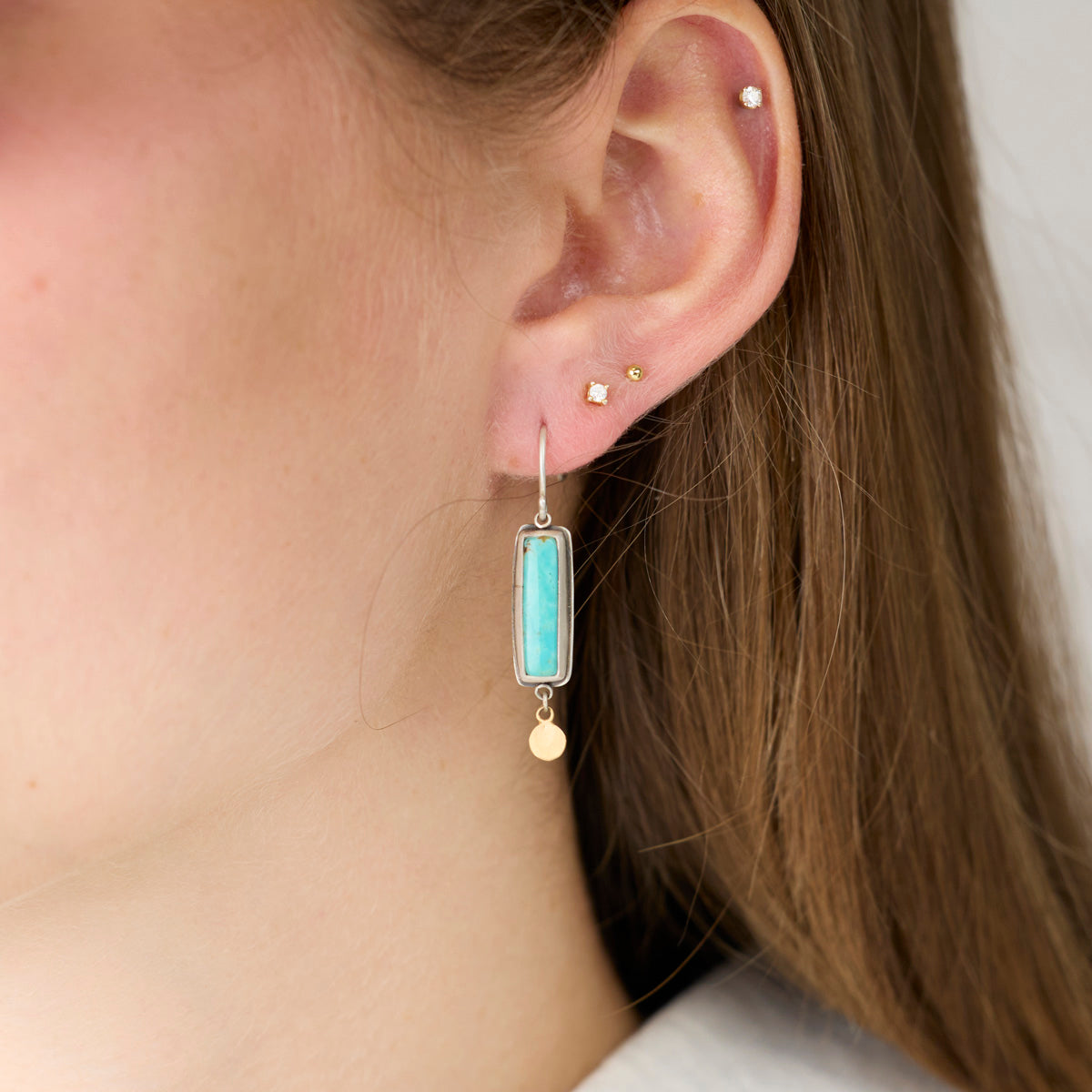 Turquoise Earrings with 22k Gold Disks