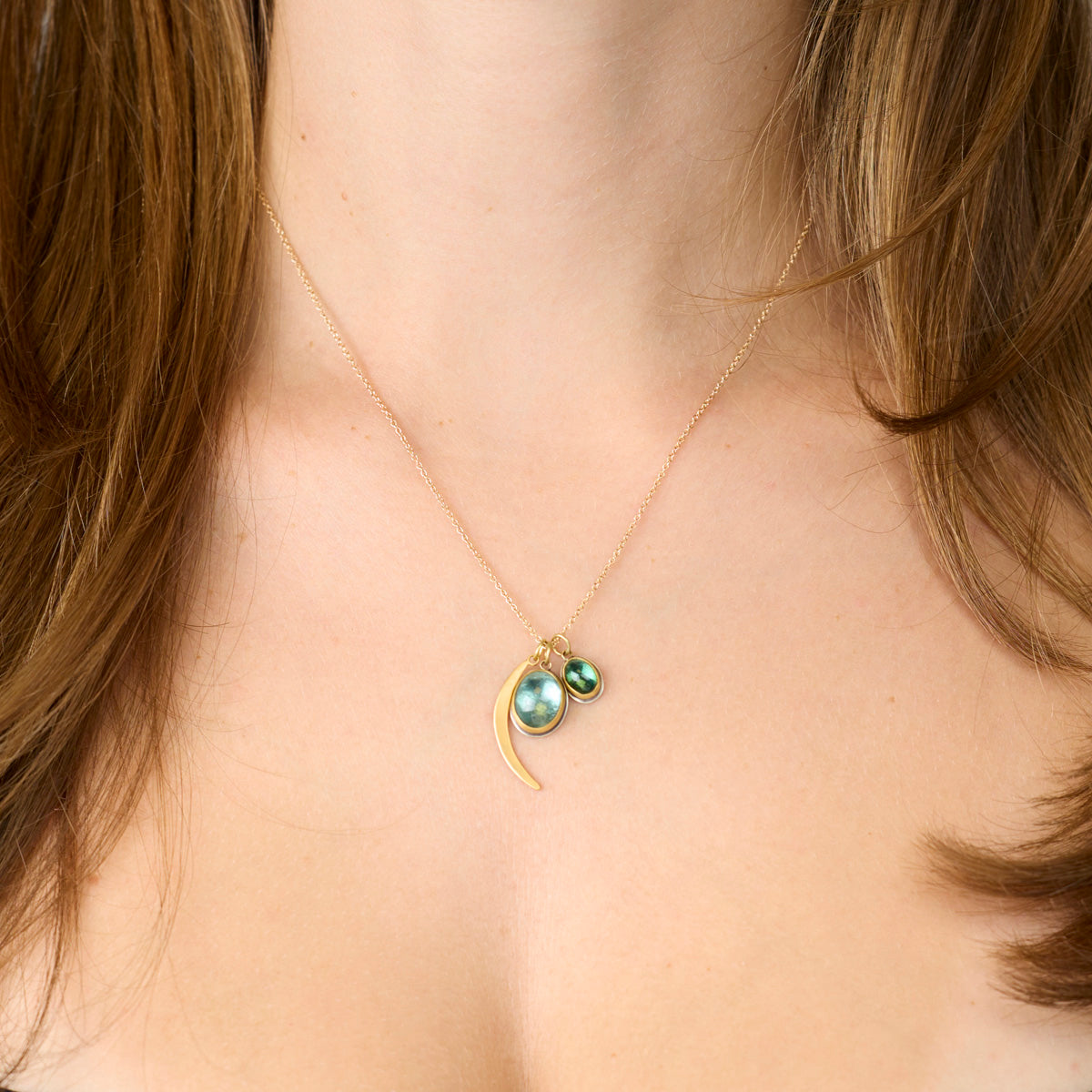Green Tourmaline Charm Necklace