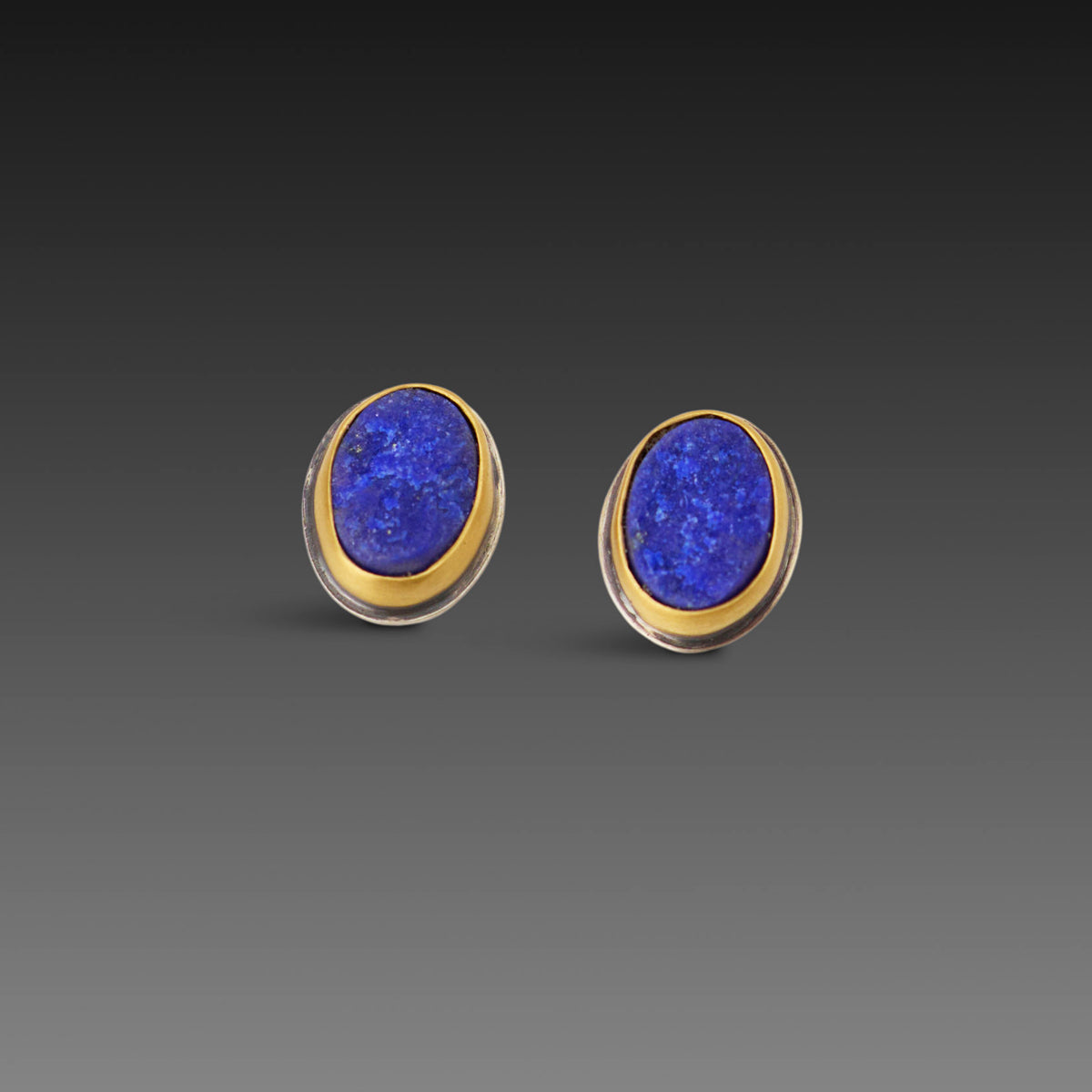Lapis Surface Stud Earrings