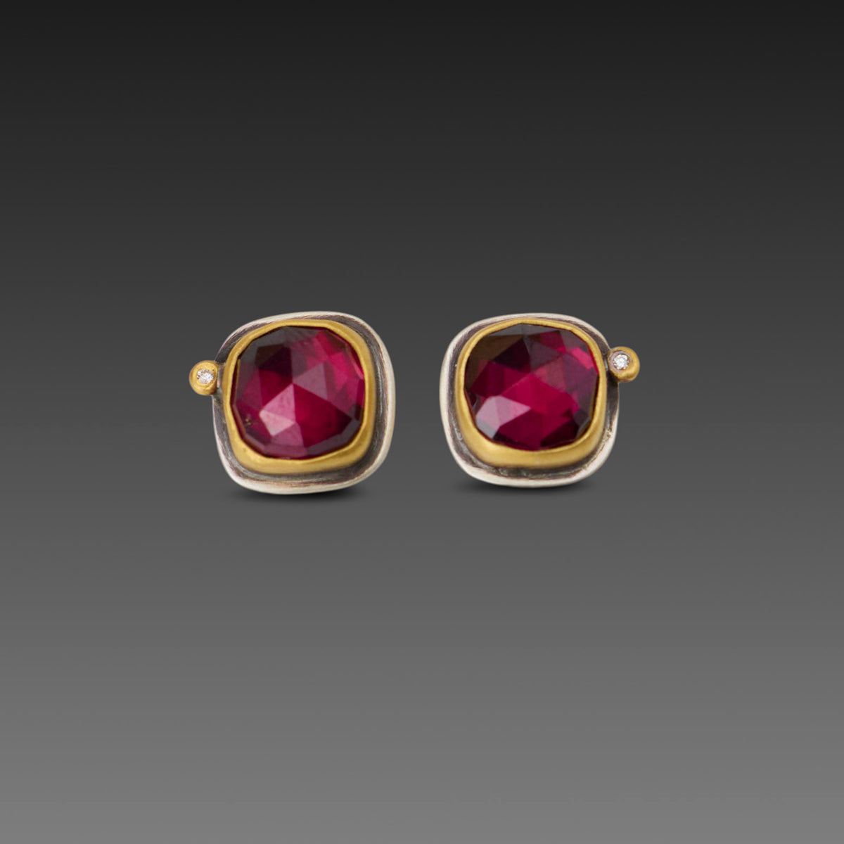 Rhodolite Garnet Stud Earrings